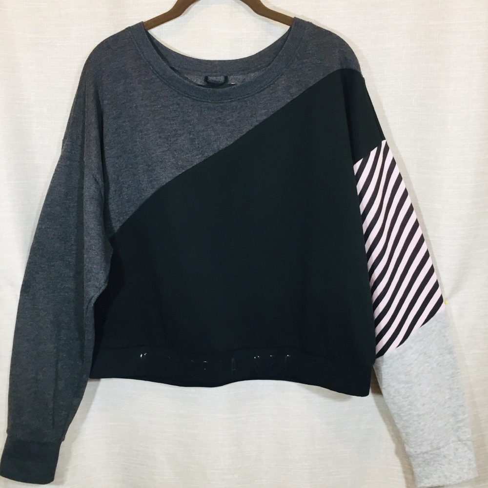VICTORIA Sport Blk Wht Grey Pullover Sweatshirt XL